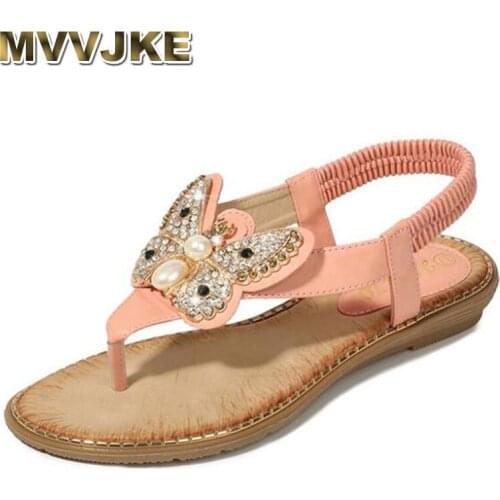 MVVJKE Rhinestone butterfly crystal 2020 summer shoes for women sandals outdoor beach non-slip rubber sole candy colors soft wom