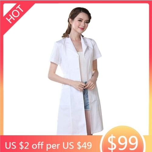 High quality summer winter womens white coat laboratory Robe science lab coat beauty salonSlim uniform clothing