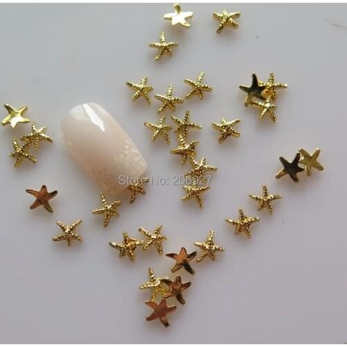 MD-759 10pcs Fancy Gold Starfish Deco Metal Charms Metal Deco Charms Nail Art