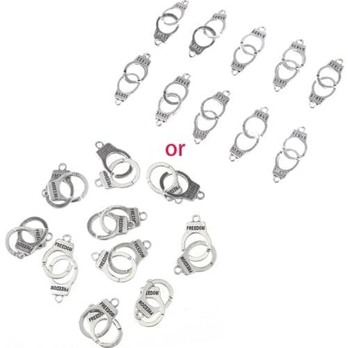 10Pcs Handcuffs Freedom Charms Bracelet Earrings Necklace Pendant Vintage Tibetan Silver DIY Handmade Jewelry Making