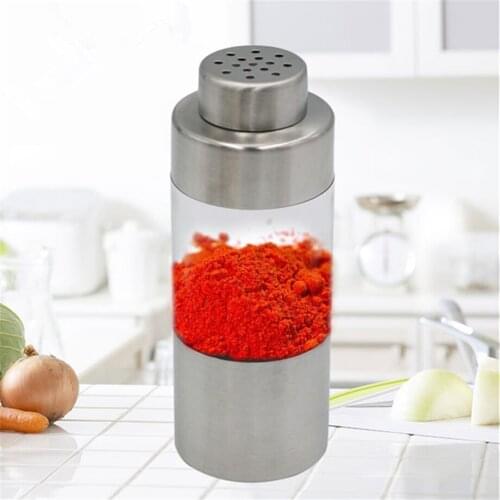 20pcs/lot Spice Salt Pepper Shaker Seasoning Bottle BBQ Condiment Jar 18/8 Stainless Steel PP Clear Window Kitchen Can
