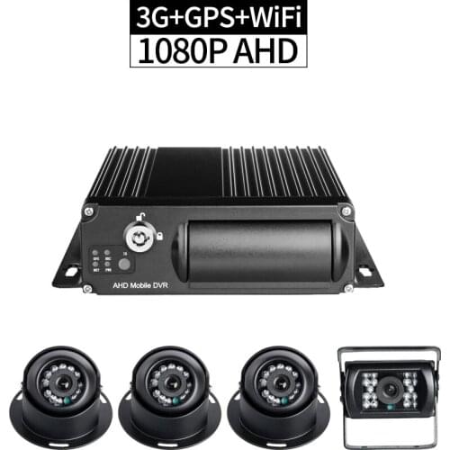 4CH 3G Network AHD 1080P SD Card Car Mobile DVR Kits WIFI Realtime Recorder PC/Phone Remote Monitor Playback GPS Record G-sensor