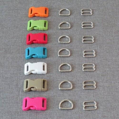 50Sets/Lot Wholesale Metal D Ring Tri Glides Straps Clasp Plastic Buckles Belt Loop For Pet Dog Collar Harness Sewing Accessory