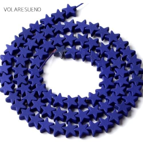 6mm Natural Stone Dark Blue Hematite Stone Rubber Five-pointed Star Beads For Jewelry Making Space Loose Beads Diy Bracelet 15"