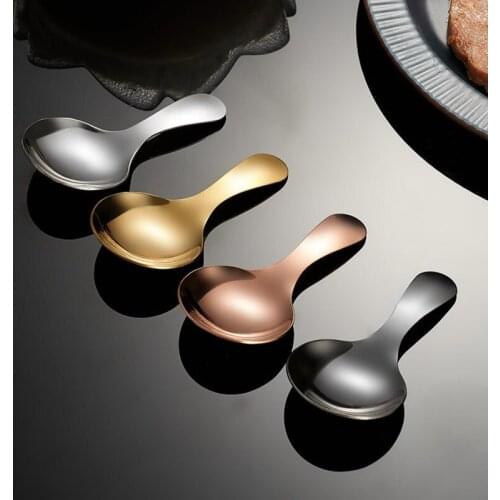 Tea Spoon Creative Home Seasoning Spoon Children Spoon Round Head Ice-cream Spoon Dessert Cake Spoon Round Dinnerware Sets
