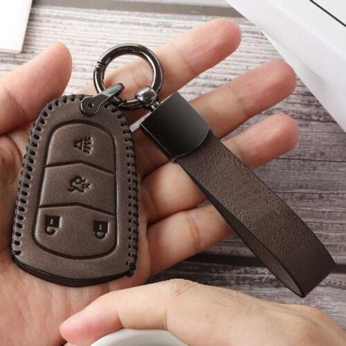 Genuine Leather Key Case for Cadillac Xts Xt5 Atsl Xt4 Ct6 Srx Xt6 Car Key Case Bag Buckle Shell