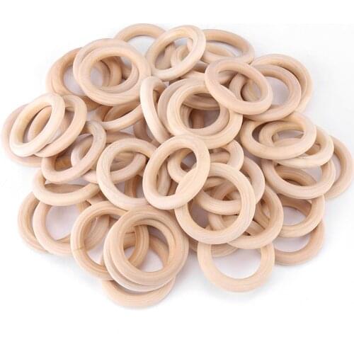 Wood DIY Crafts 50pcs Unfinished Natural Wooden Round Rings DIY Wood Craft Circles Wedding Decoration Gift Tags
