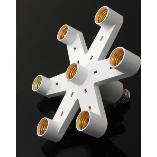E27 Splitter Adapter Converter Socket LED Light Lamp Bulb Splitter Adapter Converter 3/7 Heads Screw Lamp Base Holder White