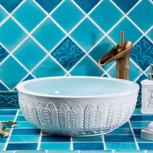 Jingdezhen factory directly art hand painted ceramic art ceramic wash basin