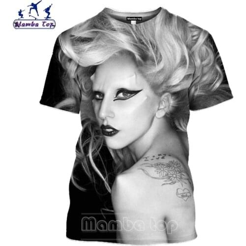 3D Print Lady Gaga T Shirt Fashion Mens T-shirts Hip Hop Men Tshirt Sexy Singer Funny Women Tees Tops Harajuku Pullover E003- 2
