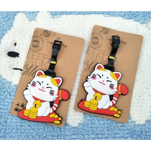 IVYYE Cute Lucky Cat Anime Travel Accessories Luggage Tag Suitcase ID Address Portable Tags Holder Baggage Labels New