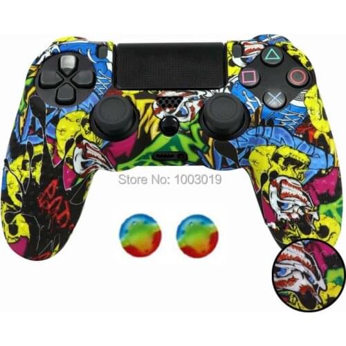 Camouflage Camo Silicone Gel Rubber sleeve Skin Grips Cover Case Caps For Playstation 4 PS4 Pro PS4 Slim Gamepad Protect