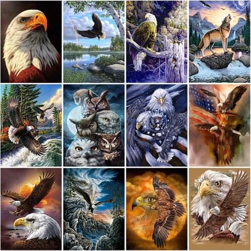 5D DIY Diamond Painting Eagle In The Sky Diamond Embroidery Cross Stitch Wall Sticker Full Round Rhinestone Mosaic Home Decor