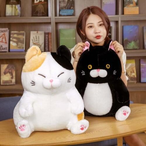 Kawaii Cat Toys Stuffed Animals Janpanese Anime Kitty Plushie Soft Cute Black Cat Doll Room Decor Birthday Gift For Girls Kids