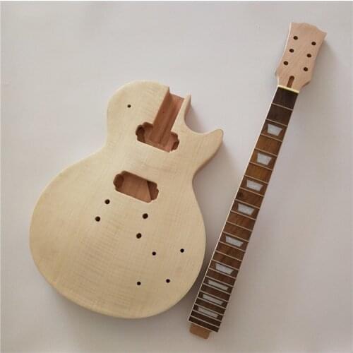 New DIY 1 set Guitar Mahogany Body and neck Unfinished Electric Guitar Kit