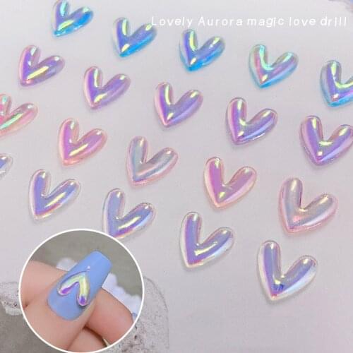 Misscheering 10 Pcs/Bag Irregular Heart Nail Stickers Jewelry for Art Decoration Fashion Resin Accessories for DIY Manicure