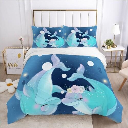 Cartoon Childrens Bedding set for kids baby boy girls Duvet cover set pillow case Bed linens Quilt cover 140x200 Car dolphin