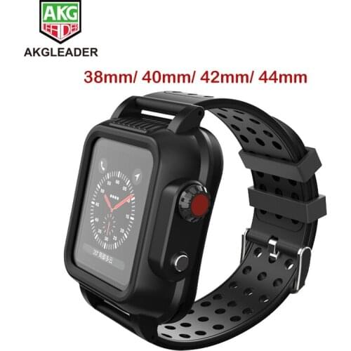 Newest For Apple Watch 4 40/44mm Waterproof Silicone Sport Band For Apple Watch Series 4 3 2 Strap With Protective Case 38/40mm
