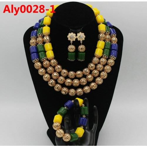 New 2020 Fashion African Beads Jewelry Set Nigerian Wedding Crystal Beads Necklace Bridal Jewelry Sets Free Shipping Aly0028-1