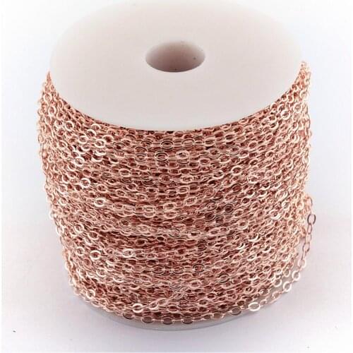 Pandahall Iron Cross Chains, Cable Chains, Rose Gold, 3x2.2x0.6mm