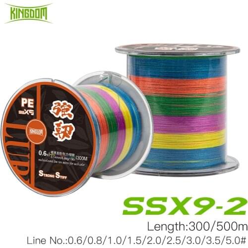Kingdom 9 Strands PE Fishing Lines 300m 500m 15-65LB Braided Multifilament Fishing Wire Smooth & Strong For Carp Fishing