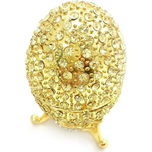 Hot Golden Egg Storage Box Enamel Easter Egg Jewelry Storage Box Egg Enamel Diamond Small Jewelry Box Decorative Gifts