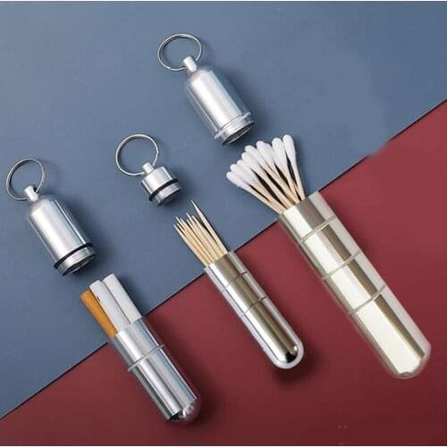 Outdoor Portable Toothpick Set Steel Toothpick Aluminum Toothpick Holder Set Oral Care Camping Travel Gadget