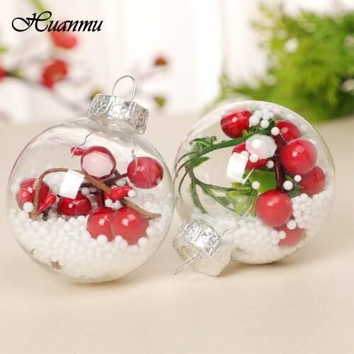 Xmas Glass Hanging Ball Christmas Tree Drop Ornaments Decoration Open Ball Baubles Sphere Christmas Pendant Decor DIY Baubles