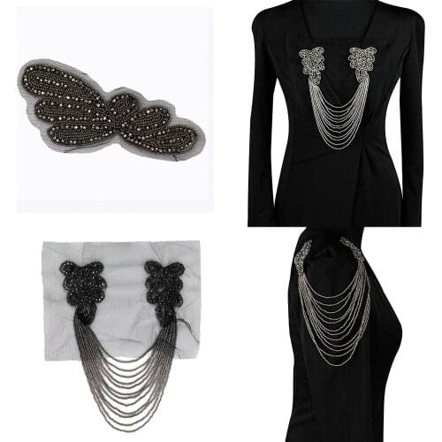 Manual Beads Flower Tassels Shoulder Board Applique Collar Patch Tassel Epaulets Shoulder Flower DIY