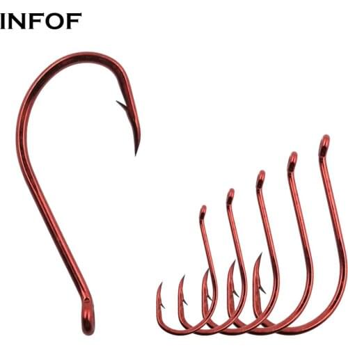 INFOF 20pcs Red Octopus Hooks High Carbon Steel Fishing Hooks Sea Worm Hook Pack Bait Single Hooks Fishhook