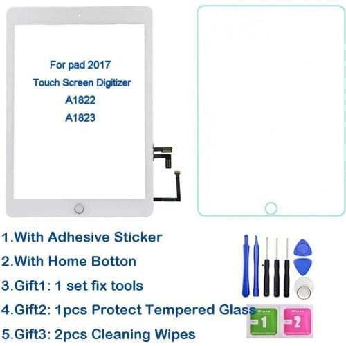 Touchscreen For iPad 2017 Touch Screen Digitizer For iPad 5 iPad 2017 A1822 A1823 9.7 Screen Glass Panel Replacement Sensor