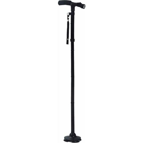 Folding LED Light Safety Walking Stick 4 Head Pivoting Trusty Base For Old Man T Handlebar Trekking Poles Cane for Hiking