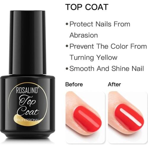 ROSALIND Top Coat Hybrid Varnishes All For Manicure Soak Off Top Coat Cured Lamps Semi Permanent No Sticky Gel Nail Art Design