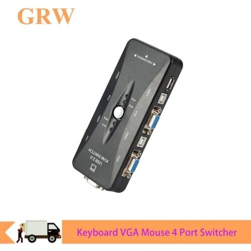 VGA 4 Port USB2.0 KVM Switch Box 200MHz 1920x1440 Switch Adapter For Keyboard VGA Monitor Mouse Printer Share Switcher