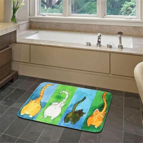 Cartoon Cat Home Entrance Foot Mat Memory Foam Water-absorbing Floor Pad Rug Non-slip Bath Mats Bathroom Toilet Doormat Carpet