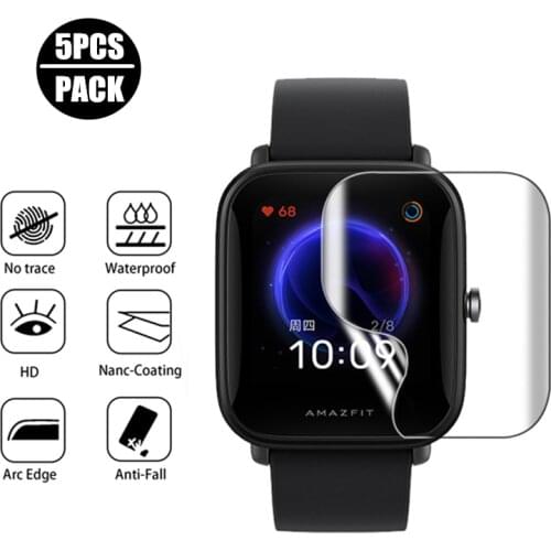 5pcs Screen Protector For Huami Amazfit Bip U/Bip U Pro/Bip S/Bip Lite Protective Film For Amazfit POP Cover Soft TPU Films