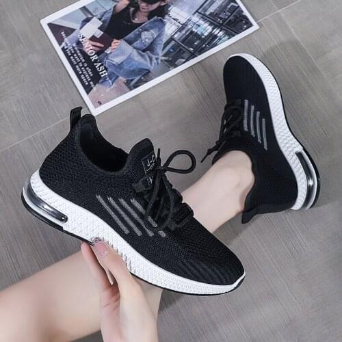 Women Chunky Sneaker Casual Running Shoes Thick-soled Fashion Flying Woven Mesh Comfortable Breathable Light Non-slip Female2021