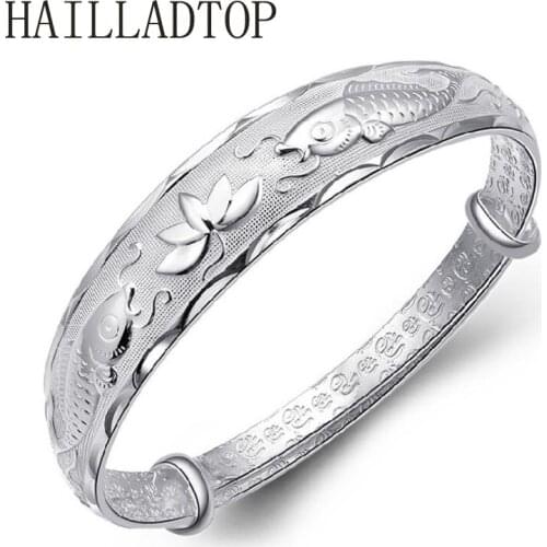 Female Fashion Jewelry Lot High-end Women Accessories Silver Bracelets Bangles Pisces Lotus Wholesale Bracelets For Women