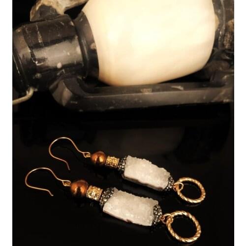 Dr Stone Natural Stone Women 'S Quartz and Hematite Stone Earrings NRS891 439799791