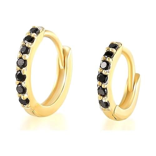 CANNER 2021 Trend Fine Jewelry Accesorios Black Bling CZ Zircon Hoops Earrings for Women Girl S925 Silver pendientes mujer aros