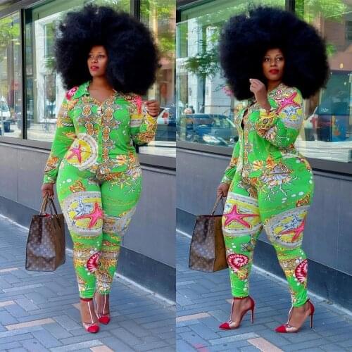 2021 Ins Internet Celebrity Famous Women Set 2Pcs Longsleeve Print Turn Down Collar