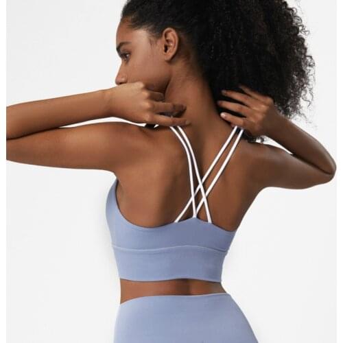 Workout Women Yoga Bra Gym Sport Running Training Push-up Movement Underwear Crop Top Adjustable Cross-Back Sexy Tank Yomoriee