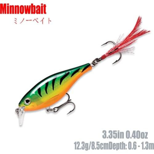 1PCS Minnow Fishing lure12.3g/8.5cmPesca Bass Wobbler Floating Crankbait Artificial Hard Bait with quality fishing tackle hooks
