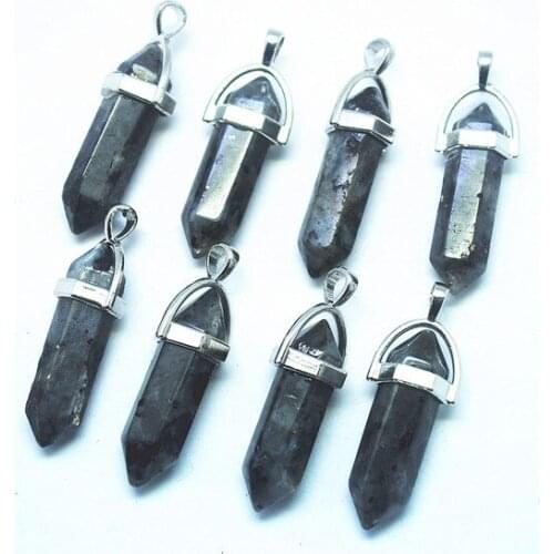 10pcs Chinese Laboradorite stone bullet pendants for charming DIY jewelry making accessories size 38x8mm