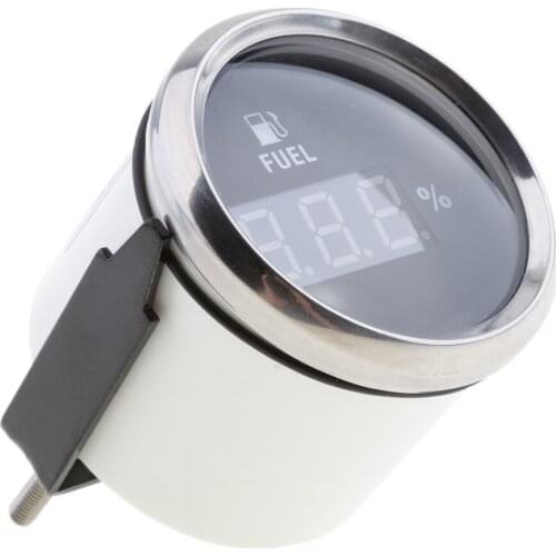 2 inch 52mm Auto Digital Fuel Level Gauge Meter 0ohm - 190ohm 9-32V DC Black Chrome