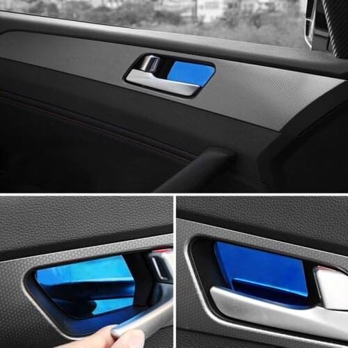4pcs stainless steel car interior door handle ornament sticker for Hyundai Sonata 9 Accessories Car Styling
