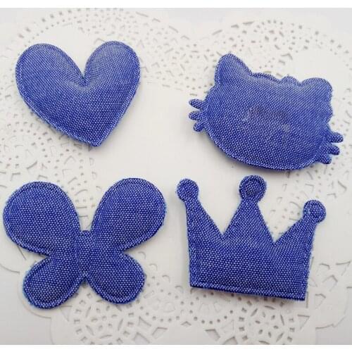 40pcs/lot Denim Crown padded applique, Kawaii applique for Garment Accessorie or DIY decoration