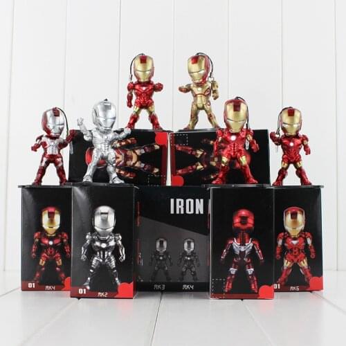 6pcs/lot 9cm Iron Man 3 MK42 Egg Attack PVC Action Figure Collection Model Toys with LED Light