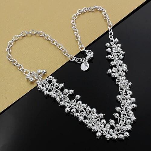 925 Sterling Silver Beautiful smooth beads grape necklace for Women charm Classic brands Jewelry wedding Party Christmas Gifts