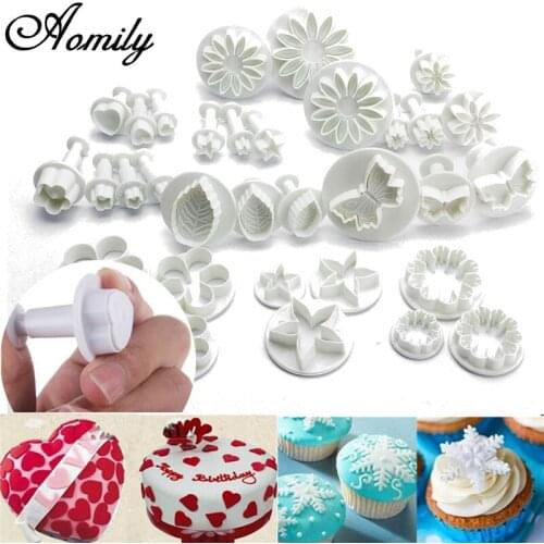 Aomily 33pcs/Set Flower Cake Mold 10 Types Flower Chocolate Cookies Mould Set Hand Press Plunger Baking Cake Decorating Tools